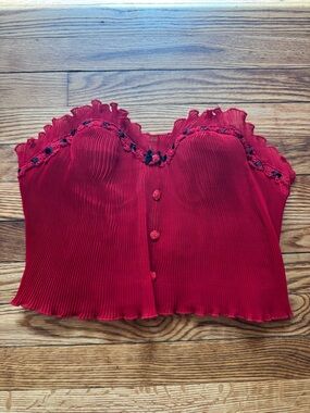 Victoria's Secret Red Floral-Trim Strapless Camisole